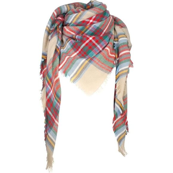 Accessories - Large Oversized Plaid Blanket Scarf - Cozy Tartan Wrap Shawl 55”x55”